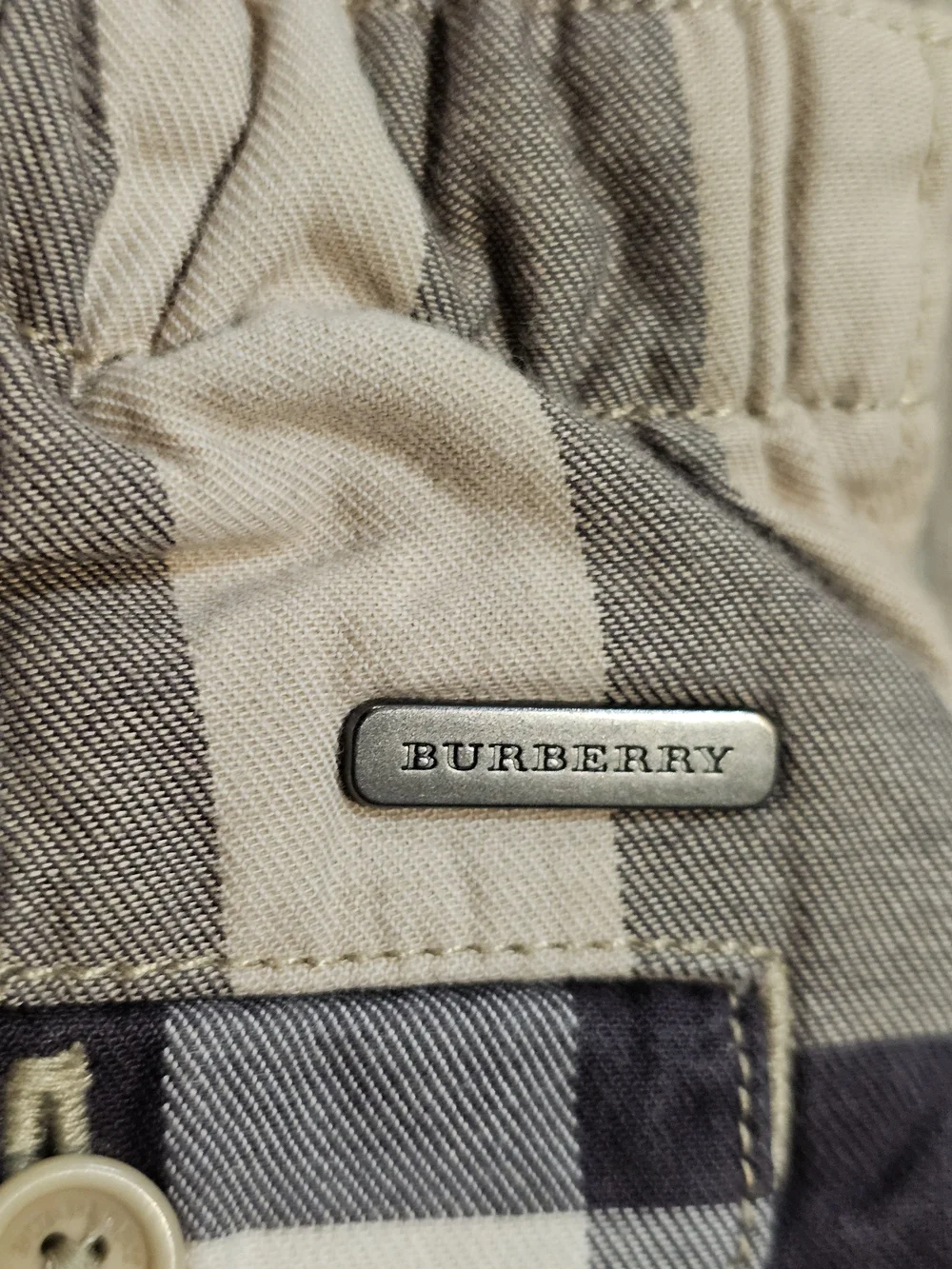Authentic Burberry Shorts Size 12M Beige Plaid Shorts with Red Accent